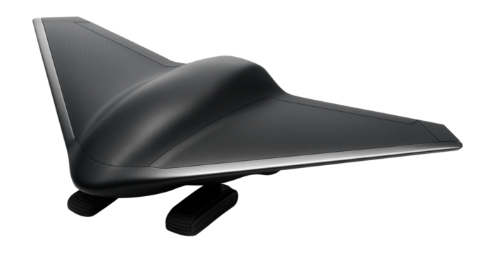 Stealth drone with delta wing configuration and dark matte finish