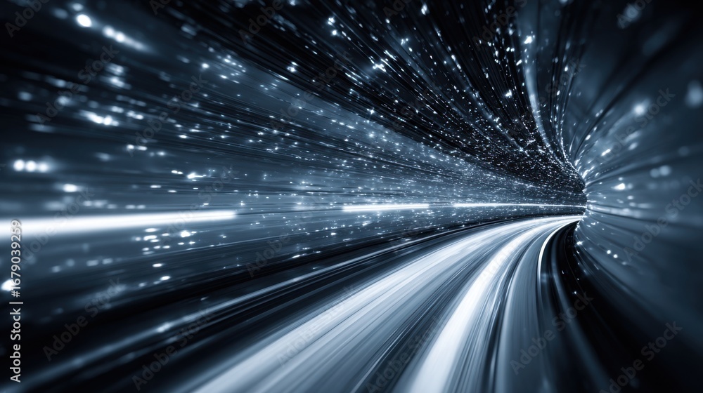 Aufkleber bright light streaks span the tunnel as if traveling at high speed, creating an impression of rapid 