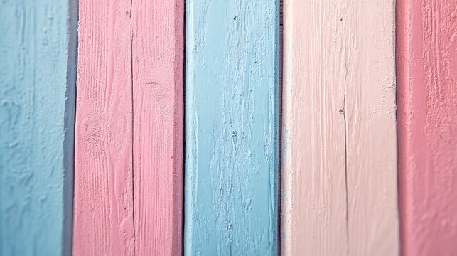 Transgender pride flag colors painted on a wooden wall