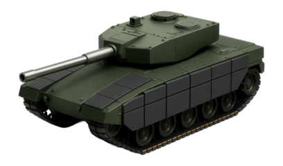 Light tank with a boxy silhouette and reactive armor panels