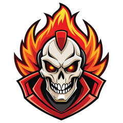 Flaming Skull Head Graphic Design Illustration