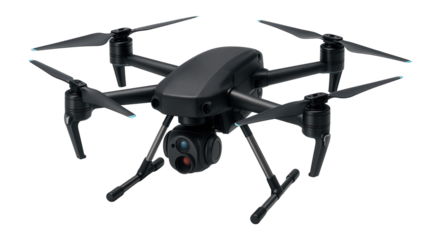 Police surveillance drone with retractable landing gear and infrared sensors