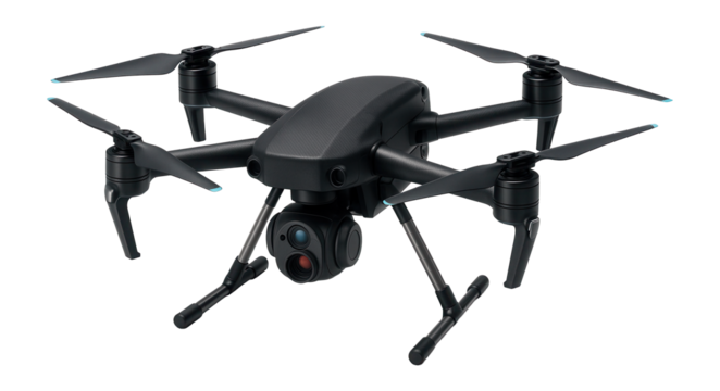 Police surveillance drone with retractable landing gear and infrared sensors