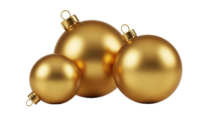 Isolated Group of Golden Christmas Baubles