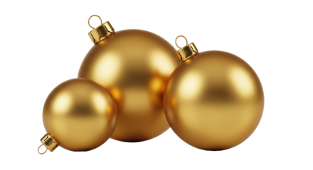 Isolated Group of Golden Christmas Baubles