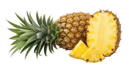 Isolated Pineapple Cut and Whole