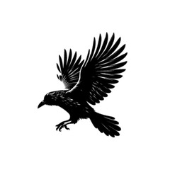 Crow 4 Vector Illustration | Black Bird Silhouette Graphic