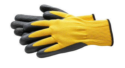 Isolated Pair of Yellow Work Gloves
