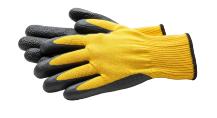 Isolated Pair of Yellow Work Gloves