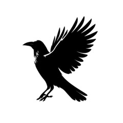 Crow 5 Vector Illustration | Dark Raven Silhouette Design