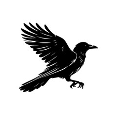 Crow 7 Vector Illustration | Dark Black Raven Silhouette