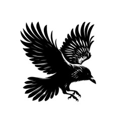 Crow 14 Vector Illustration | Black Bird Raven Silhouette Design