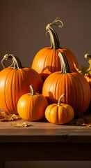 Pumpkins on a wooden table