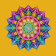 Simple mandala design for coloring. Mandala color full Drawing Design icons. Mandala pattern applied Thai style.
