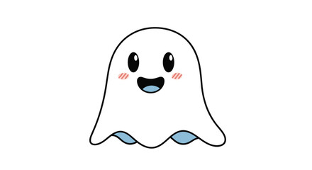 Adorable cute happy ghost character floating ethereal spooky spirit boo