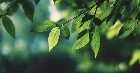 Blurred green nature background with bokeh effect for spring or summer concept. 