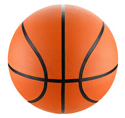 Fototapeta premium Basketball ball isolated on a transparent background. Full depth of field. PNG.