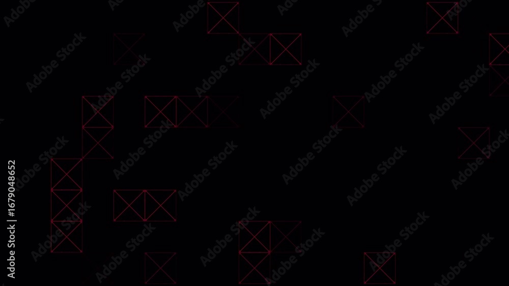 Poster abstract geometric shapes: dynamic red lines on black background