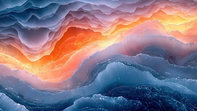 Vibrant abstract waves of blue and orange, evoking asense of movement and enery, perfect for modern desin and creative projects.