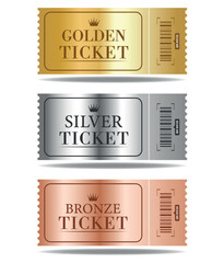 Golden, Silver and Bronze Tickets Set – Luxury VIP Pass Collection