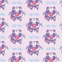 Funny Panda with Tears of Joy – Seamless Kawaii Pattern for Kids