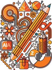 Mathematics Pencil T-Shirt Design, Unique Math T-Shirt for Problem Solvers – Pencil and Equation Graphic on Black Background with Orange Typography