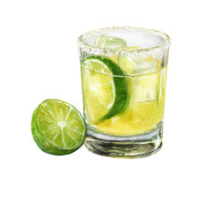 Fototapeta premium a glass of margarita with lime and salt, jpeg, png, transparent