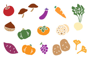 野菜や果物の秋素材セット