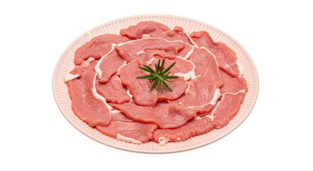Isolated Veal Slices on Plate