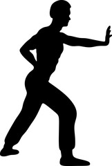 Silhouette showing a person pushing back