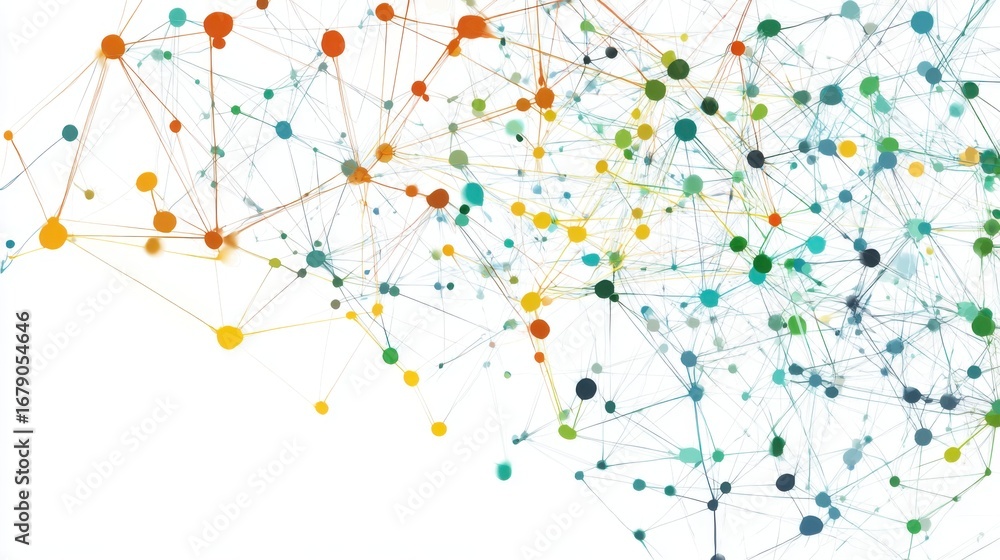 Aufkleber a vibrant arrangement of interconnected dots and lines illustrates the concept of connectivity in di