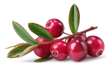 Fresh cranberries on branch