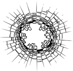 Obraz premium Dynamic abstract shattered glass radial pattern with sharp fractured edges