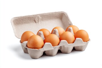 Cardboard egg carton filled with eggs