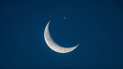 Astronomical beauty in a photo of a crescent moon in the night sky with clear detail