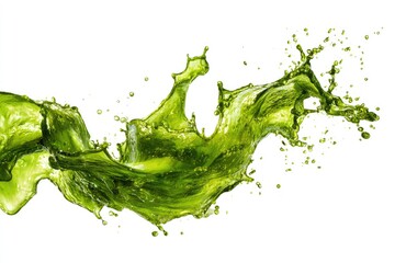 Vibrant green liquid splash against white background (1)