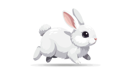 Obraz premium Adorable white rabbit character in motion, stylized vector illustration