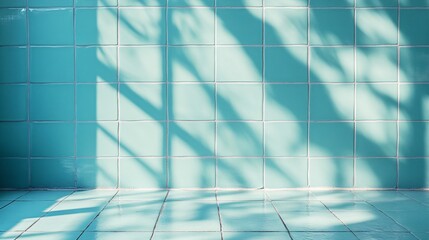 Obraz premium Empty Tiled Room with Natural Light and Window Shadows