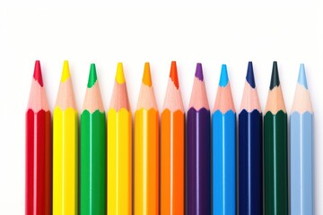 Pencils coloring white background.