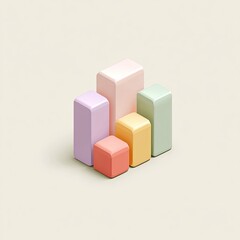Obraz premium Pastel-colored 3D bar graph (2)