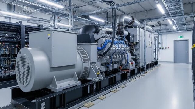 Modern Industrial Generator in High-Tech Facility Interior Setup