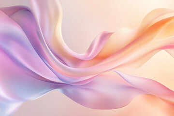 Abstract pastel background with flowing translucent waves in soft pink, lavender, and peach tones on a light gradient backdrop
