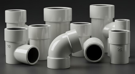 Industrial PVC Plumbing Fittings and Joints.