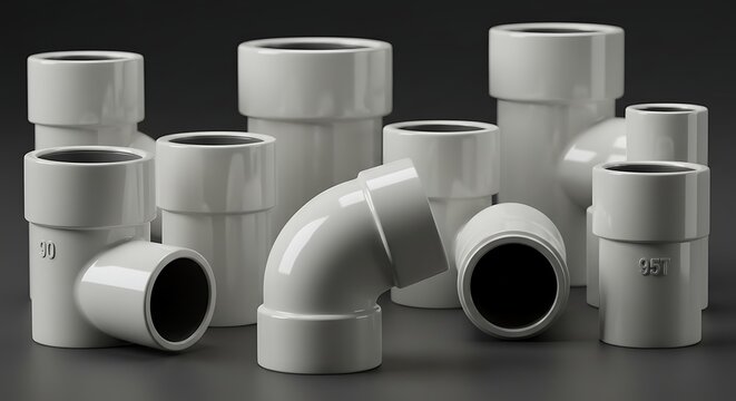 Industrial PVC Plumbing Fittings and Joints.