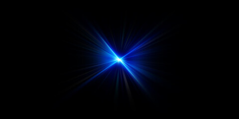A radiant blue light burst on a black background.