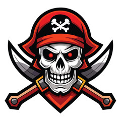 Pirate Skull and Crossbones Mascot Logo Design