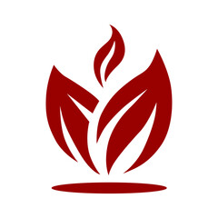 Abstract plant symbol with flame and leaves