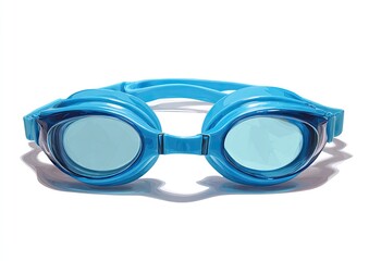 Blue swimming goggles on white background