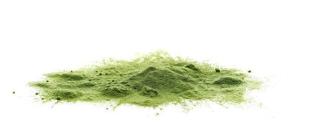 Young barley or wheat grass, green powder, isolated on white background, side view