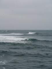 Waves crashing ocean nature scene coastal environment wide-angle view serenity of the sea